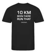 Zwart heren t-shirt met tekst: 10 kilometer been there run that