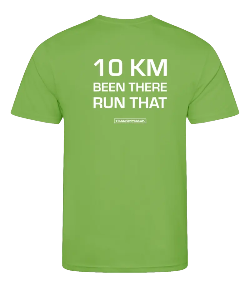 10KMBTRT-TMB001-LIME-Back Lime heren t-shirt met tekst: 10 kilometer been there run that