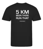 Zwart heren t-shirt met tekst: 5 kilometer been there run that