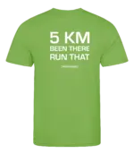 Lime heren t-shirt met tekst: 5 kilometer been there run that