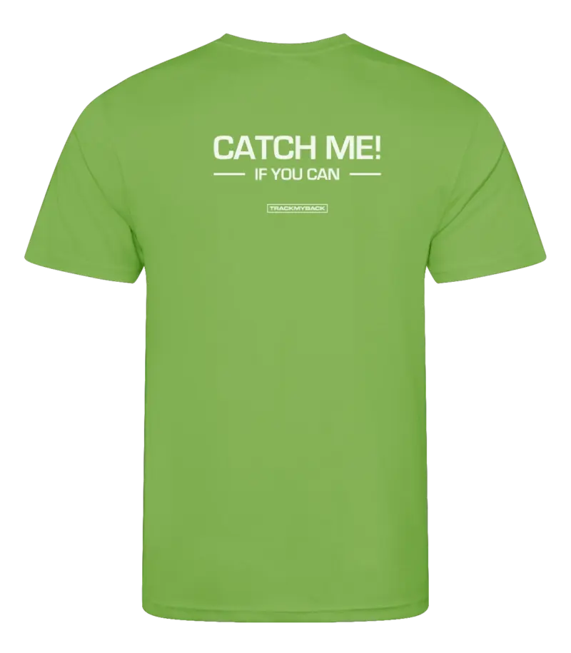 Lime heren t-shirt met tekst: Catch me if you can