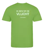 Lime heren t-shirt met tekst: Ik ben op de vlucht