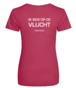 Pink dames t-shirt met tekst: Ik ben op de vlucht