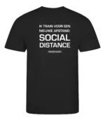 Zwart heren t-shirt met tekst: Ik train voor een nieuwe afstand, social distance