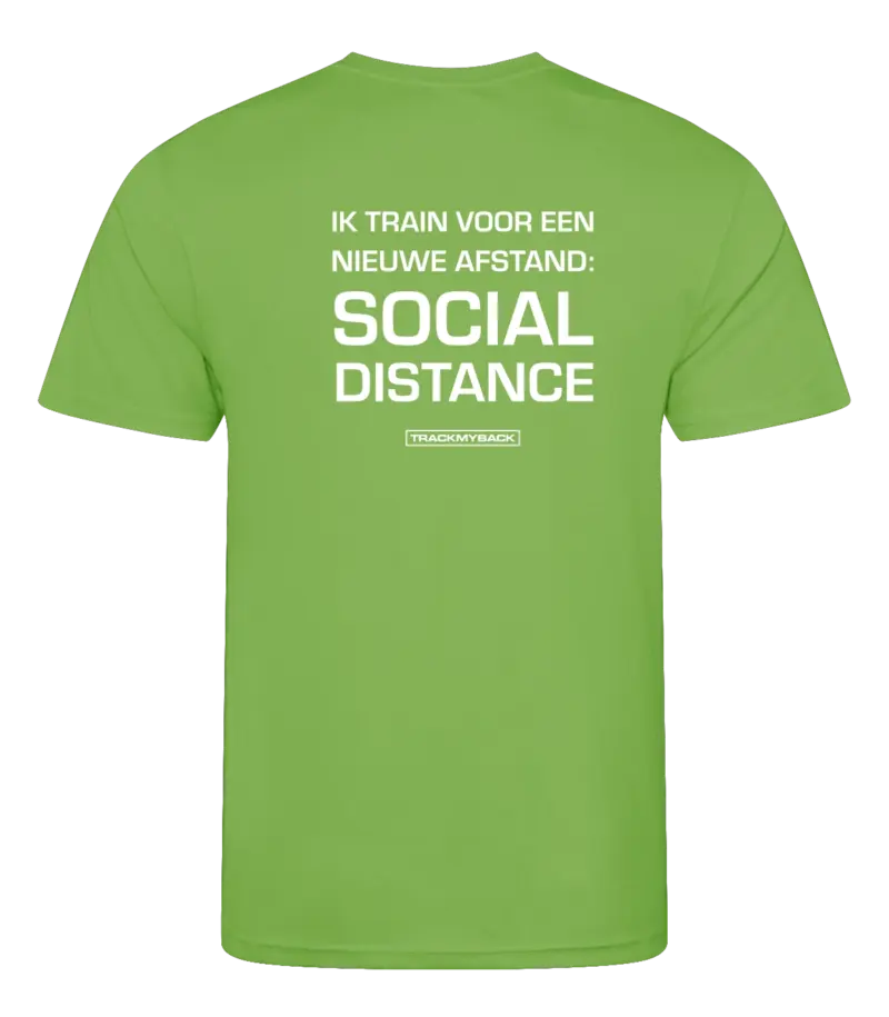 ITVENASD-TMB001-LIME-Back Lime heren t-shirt met tekst: Ik train voor een nieuwe afstand, social distance