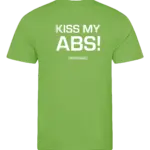 Lime heren t-shirt met tekst: Kiss my abs!
