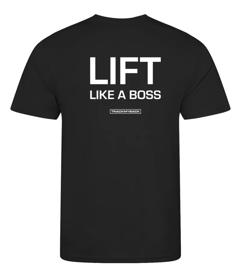 Zwart heren t-shirt met tekst: Lift like a boss