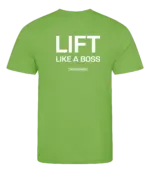 Lime heren t-shirt met tekst: Lift like a boss