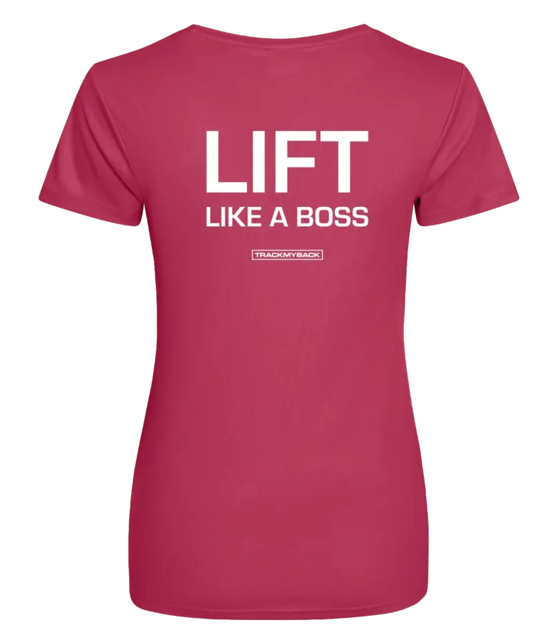 Pink dames t-shirt met tekst: Lift like a boss