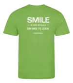 Lime heren t-shirt met tekst: Smile je hebt betaald om mee te doen