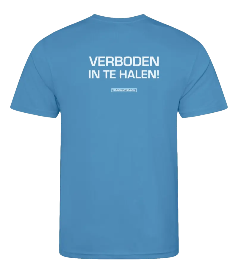 VITH-TMB001-SAPP-Back Blauw heren t-shirt met tekst: Verboden in te halen