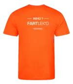 Oranje heren t-shirt met tekst: Who FARTlek'd?