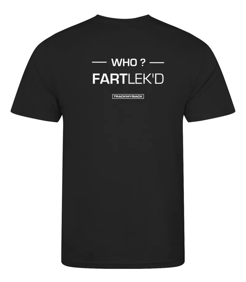 WFLKD-TMB001-JBLA-Back Zwart heren t-shirt met tekst: Who FARTlek'd?