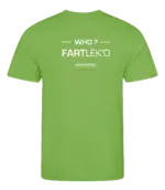 Lime heren t-shirt met tekst: Who FARTlek'd?