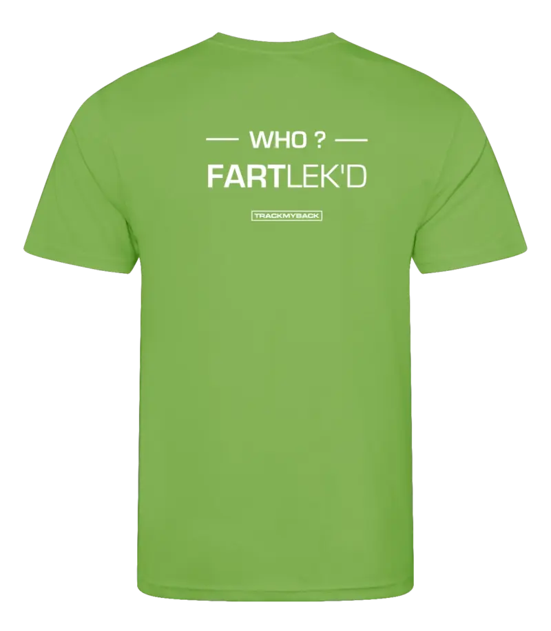 WFLKD-TMB001-LIME-Back Lime heren t-shirt met tekst: Who FARTlek'd?