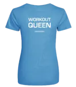 Blauw dames t-shirt met tekst: Workout Queen