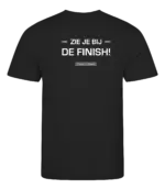 Zwart heren t-shirt met tekst: Zie je bij de finish!