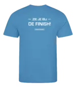 Blauw heren t-shirt met tekst: Zie je bij de finish!